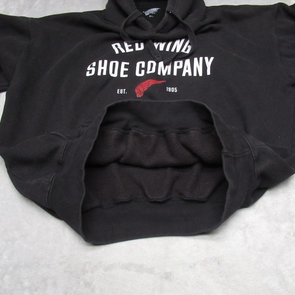 Red Wing Shoe Hoodie Mens XL Black Graphic Sweatshirt Fleece Lined Heavy LOGO - Picture 4 of 9